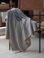 Gray Knitted Chenille Wool Cover Blanket