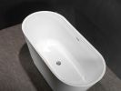 Acrylic Freestanding Bathtub-Acrylic Soaking Tubs, Black Bathtub, Oval Shape Black Freestanding Bathtub With Chrome Overflow and Pop Up Drain