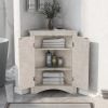 White Marble Triangle Bathroom Storage Cabinet with Adjustable Shelves, Freestanding Floor Cabinet for Home Kitchen