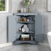 Blue Triangle Bathroom Storage Cabinet with Adjustable Shelves, Freestanding Floor Cabinet for Home Kitchen