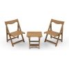 HIPS Material Outdoor Bistro Set Foldable Small Table and Chair Set with 2 Chairs and Rectangular Table, Teak