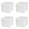 3 Drawer Unit Plastic, White, Set of 4