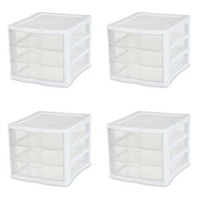 3 Drawer Unit Plastic, White, Set of 4
