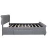 King Size Upholstery Platform Bed with Two Drawers;  Gray