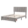 Queen Size Upholstery Platform Bed with One Drawer,Adjustable Headboard