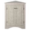 White Marble Triangle Bathroom Storage Cabinet with Adjustable Shelves, Freestanding Floor Cabinet for Home Kitchen