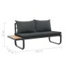 2 Piece Patio Corner Sofa Set with Cushions Aluminum WPC