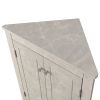White Marble Triangle Bathroom Storage Cabinet with Adjustable Shelves, Freestanding Floor Cabinet for Home Kitchen