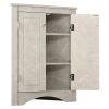 White Marble Triangle Bathroom Storage Cabinet with Adjustable Shelves, Freestanding Floor Cabinet for Home Kitchen