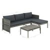 3 Piece Patio Lounge Set with Cushions Poly Rattan Gray