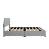 King Size Upholstery Platform Bed with Four Storage Drawers,Support Legs