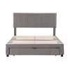 Queen Size Upholstery Platform Bed with One Drawer,Adjustable Headboard