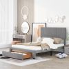 Queen Size Upholstery Platform Bed with One Drawer,Adjustable Headboard