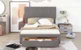 Queen Size Upholstery Platform Bed with One Drawer,Adjustable Headboard