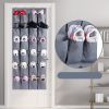 24 Grid Imitation Oxford Linen Non-Woven Grey Shoes and Boots Storage Hanging Bag