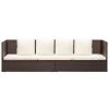 Patio Bed with Cushion & Pillows Poly Rattan Brown