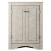 White Marble Triangle Bathroom Storage Cabinet with Adjustable Shelves, Freestanding Floor Cabinet for Home Kitchen