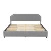 King Size Upholstery Platform Bed with Four Storage Drawers,Support Legs