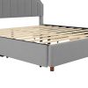 King Size Upholstery Platform Bed with Four Storage Drawers,Support Legs