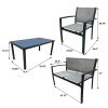 4 Pieces Patio Furniture Set Outdoor Garden Patio Conversation Sets Poolside Lawn Chairs with Glass Coffee Table Porch Furniture (Grey)
