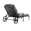 Chaise Lounge Outdoor Chair with GREY Cushions, Aluminum Pool Side Sun Lounges with Wheels Adjustable Reclining, Patio Furniture Set