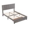Queen Size Upholstery Platform Bed with One Drawer,Adjustable Headboard