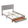 Queen Size Upholstery Platform Bed with One Drawer,Adjustable Headboard