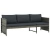3 Piece Patio Lounge Set with Cushions Poly Rattan Gray