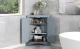 Blue Triangle Bathroom Storage Cabinet with Adjustable Shelves, Freestanding Floor Cabinet for Home Kitchen