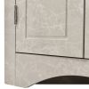 White Marble Triangle Bathroom Storage Cabinet with Adjustable Shelves, Freestanding Floor Cabinet for Home Kitchen