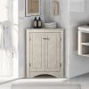 White Marble Triangle Bathroom Storage Cabinet with Adjustable Shelves, Freestanding Floor Cabinet for Home Kitchen