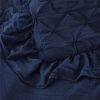 3 Piece Lace Ruffled Embroidered French Pastoral Style Comforter Set-Navy