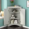 Grey Triangle Bathroom Storage Cabinet with Adjustable Shelves, Freestanding Floor Cabinet for Home Kitchen