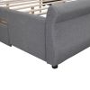 King Size Upholstery Platform Bed with Two Drawers;  Gray