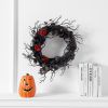 Halloween wilted wreath Faux flowers black decorative wreath door hanging holiday decoration rattan circle wall hanging
