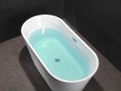 Acrylic Freestanding Bathtub-Acrylic Soaking Tubs, Black Bathtub, Oval Shape Black Freestanding Bathtub With Chrome Overflow and Pop Up Drain