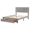 Queen Size Upholstery Platform Bed with One Drawer,Adjustable Headboard