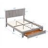 Queen Size Upholstery Platform Bed with One Drawer,Adjustable Headboard