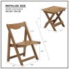 HIPS Material Outdoor Bistro Set Foldable Small Table and Chair Set with 2 Chairs and Rectangular Table, Teak