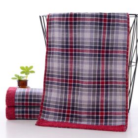 Bamboo Fiber Strawberry Towel Absorbs Water (Option: Checke red-26x50cm)