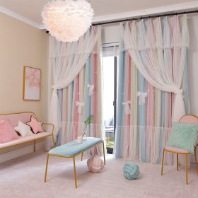 Nordic Simple Hollow Star Princess Wind Bedroom Blackout Curtains (Option: Rainbow color-2mx2.7m hole punch)