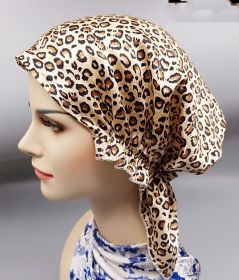 Silk Confinement  Home Hair Care Thin Hat (Option: Coffee Leopard)