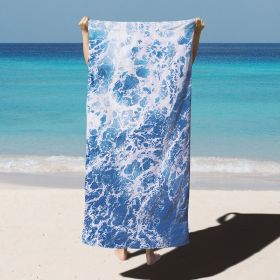 Absorbent Quick-drying Microfiber Bath Towel For Swimming (Option: Waves flowers-180x90CM)