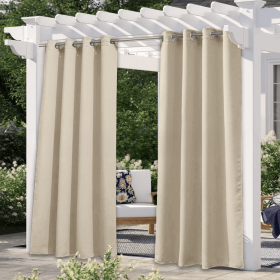 Solid Color Outdoor Waterproof And Sun Protection UV Protection High Precision Black Silk Shading Curtain (Option: Beige-132 × 274cm)