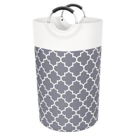 82L Laundry Basket Portable Foldable Home Laundry Storage Bag Cotton Hamper For Kids Toys Storage Dirty Clothes Basket Bag (Color: Gray)