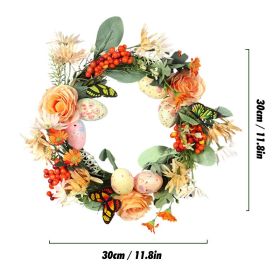 Glowing Easter Wreath Decor DIY Rattan Wreath Colorful Rabbit Bunny Eggs Happy Easter Party Decoration For Home Party Supplies (Color: No light-Eggs)