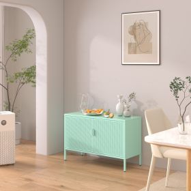 Metal Storage Locker Cabinet, Adjustable Shelves Free Standing Ventilated Sideboard Steel Cabinets for Office,Home (Main Color: Mint)