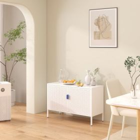 Metal Storage Locker Cabinet, Adjustable Shelves Free Standing Ventilated Sideboard Steel Cabinets for Office,Home (Main Color: White)