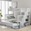 Stairway Twin-Over-Full Bunk Bed with Twin size Trundle, Storage and Guard Rail for Bedroom, Dorm, for Adults