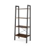 Industrial Style 4-Tier Bookshelf with Metal Frame